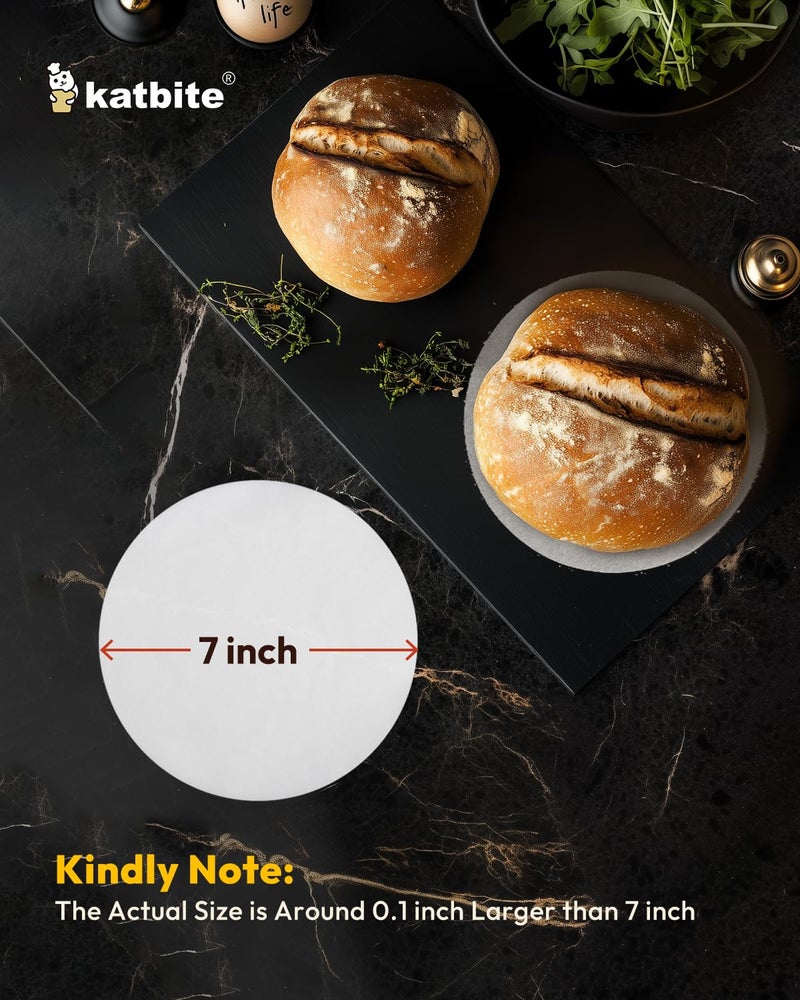 Katbite 7 Inch Round Parchment Paper, 200Pcs Parchment Rounds, Heavy Duty & Non-stick for Cake Baking, Air Fryer Liners, Patty Paper - Image 3